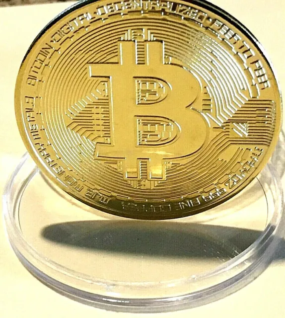 BITCOIN COMMEMORATIVE COLLECTOR GOLD PLATED COIN /CAPSULE - NICE GIFT or KEEPER