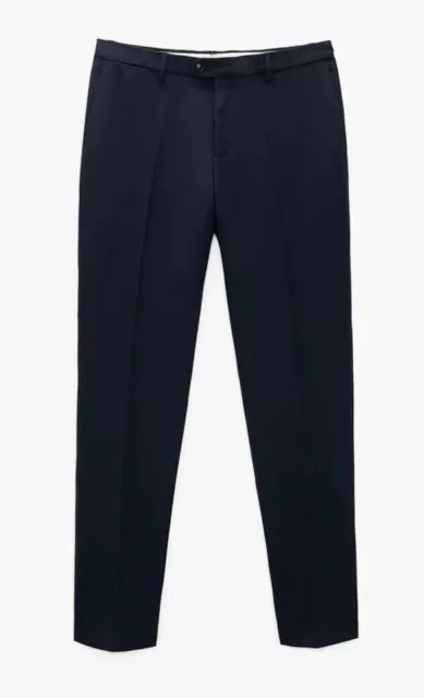 Zara Men's Navy Suit Pants Trousers 100% Wool Size Uk 30 / Eur 38 RRP €59.95