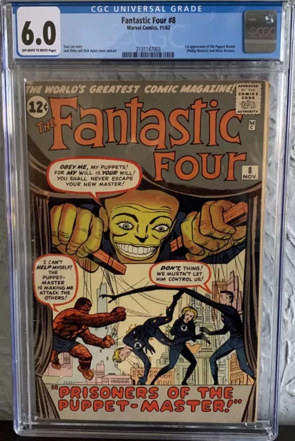 Fantastic Four #8 Cgc 6.0 Fn 1962 1St Appearance Of Puppet Master Marvel Comics