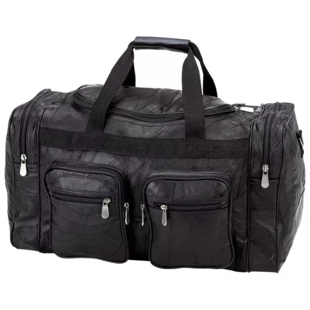 NEW Black Mens Buffalo Leather Duffle Bag Travel Luggage Case Tote Gym Suitcase