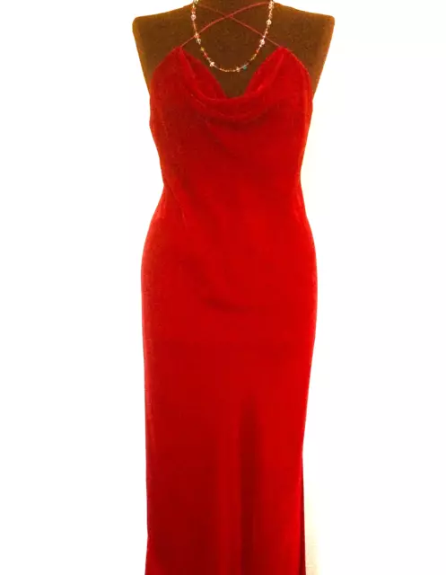 Sensuelle Robe de Mariage/Bal/Cocktail 38 Vintage/Années 40/50/60 Velours Rouge