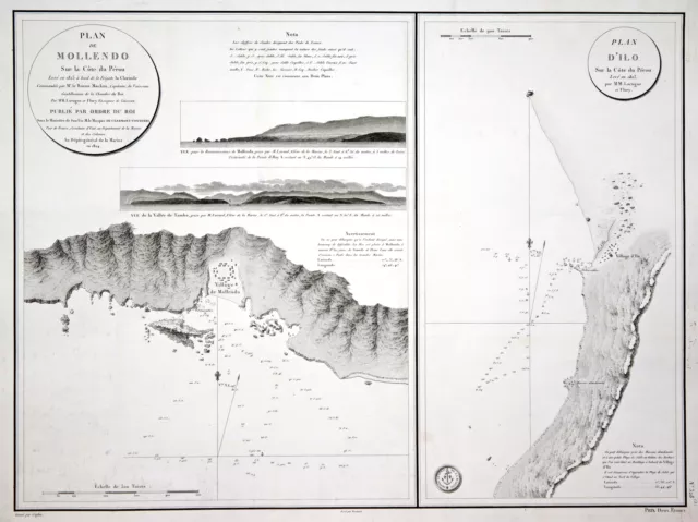 Peru Original Kupferstich Landkarte Depot General de la Marine 1824 2