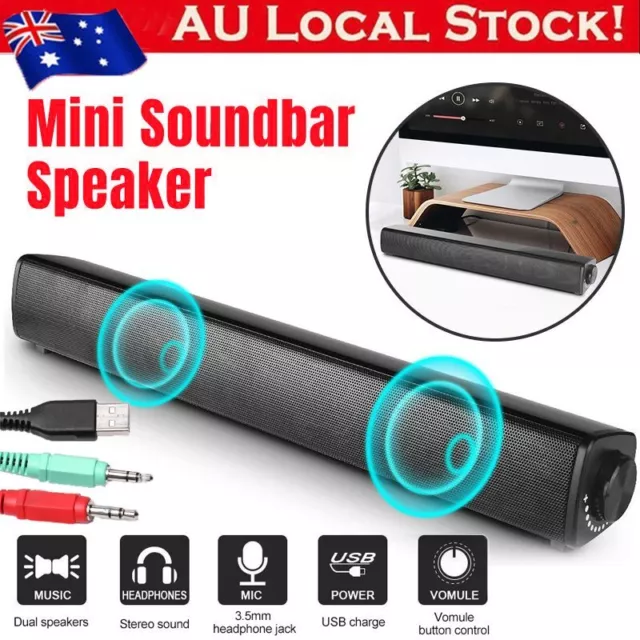 USB Multimedia Audio Stereo Sound Bar Soundbar Speaker For Computer TV PC Laptop