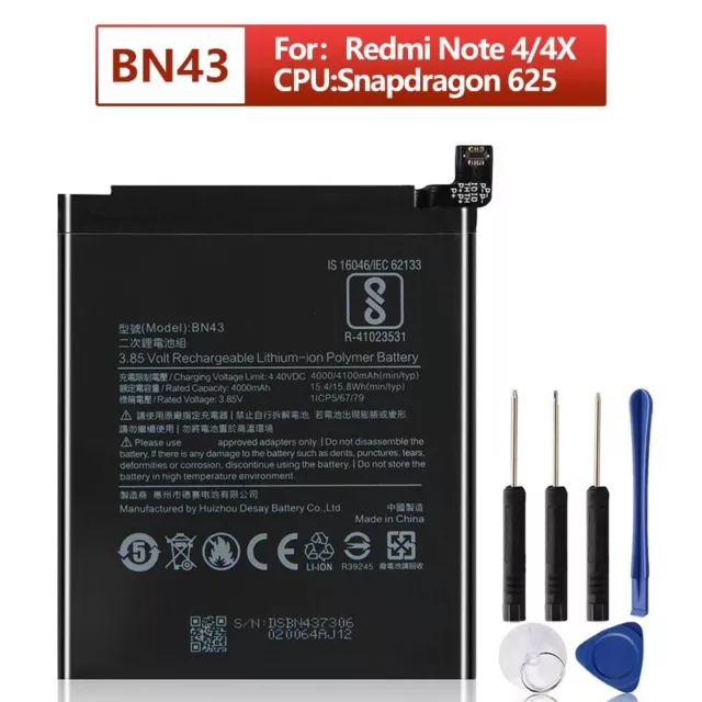 Replacement Battery For Xiaomi Redmi Note 4X 4 Pro BN43 4100 mAh + Tools