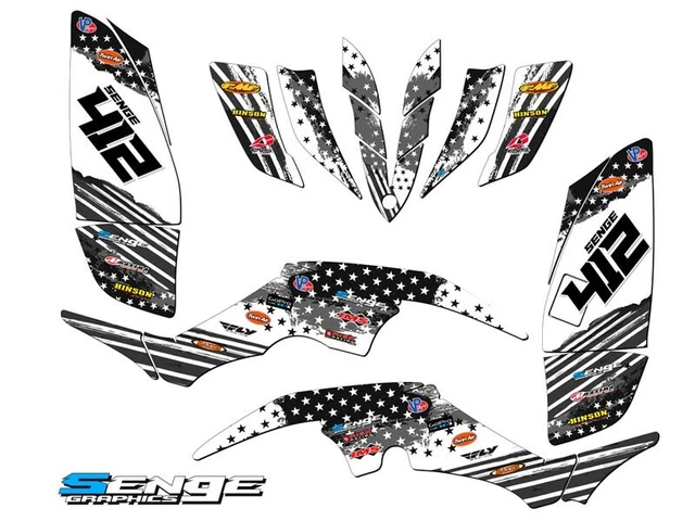 All Years RAPTOR 350 MERICA Grey Senge Graphics Kit Compatible with Yamaha