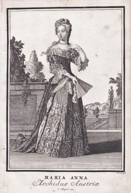 Maria Anna Di Austria Regina Spagna España Spain Ritratto Incisione 1703