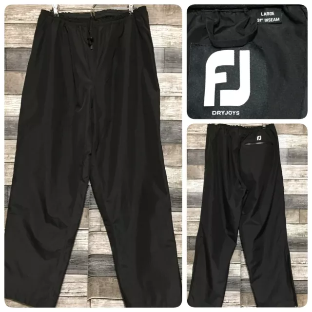 Pantalones Footjoy Dryjoy para hombre Lx31 negros cortavientos con cremallera al tobillo cordón