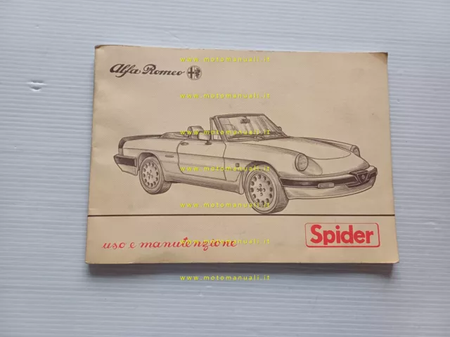 1986 Alfa Romeo Spider 1.6 - 2.0 -QV Manual Use Maintenance Original Booklet