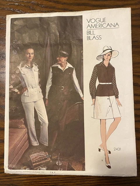 VOGUE AMERICANA Bill Blass 2431 Pants Coat Vest Skirts Size 10 32 1/2 Cut