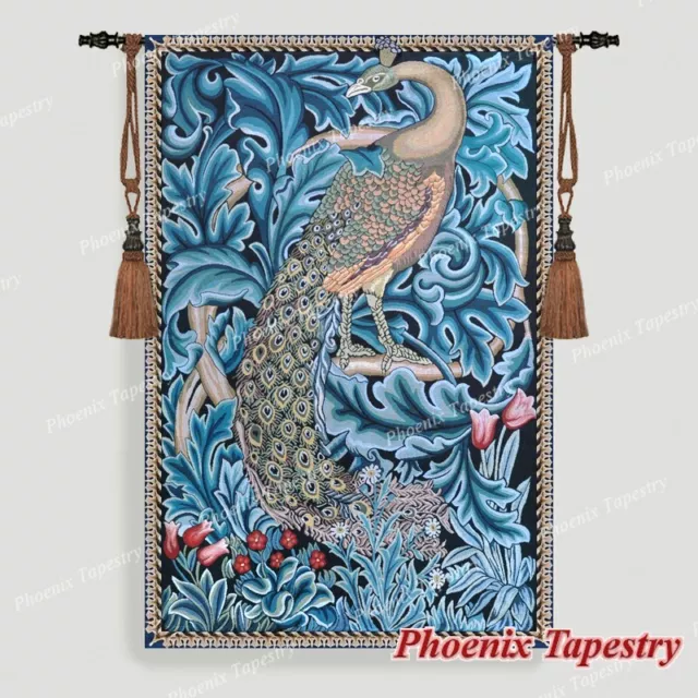 William Morris The Peacock Fine Art Tapestry Wall Hanging, Cotton 100%, 55"x37"