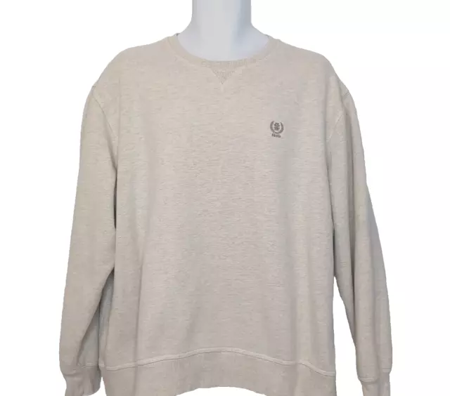 Izod Pullover Crewneck Sweatshirt Logo Fleece Top Mens Size XL Oatmeal Beige