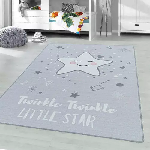 Tappeto a stella tappeto per bambini decorazione a stelle cameretta dei bambini tappeto a plantare corto (grigio/140x