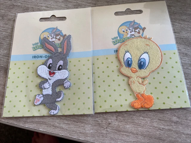 2 Baby Looney Tunes Bugs Bunny & Tweetie Pie. Iron on Patches.