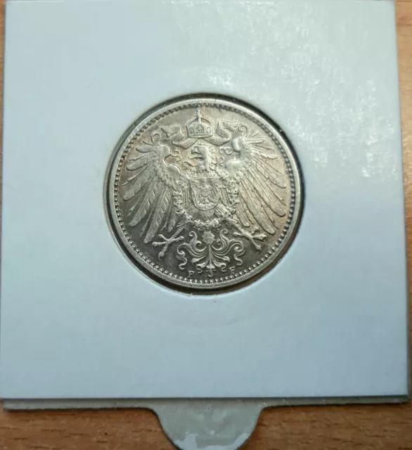 1 Mark 1914 F Preußen Silber Wilhelm II. Kaiserreich Jäger 17 VZ D. Reich 2