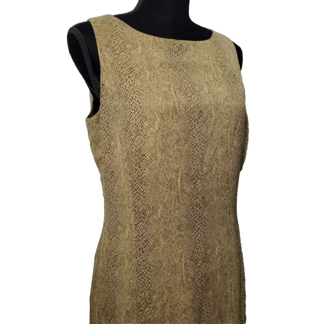 Liz Claiborne Dress Womens Size 10 Brown Sleeveless Sheath Animal Print Zipper