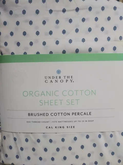 New Under The Canopy California King Sheet Set 100% Organic Cotton Fiori