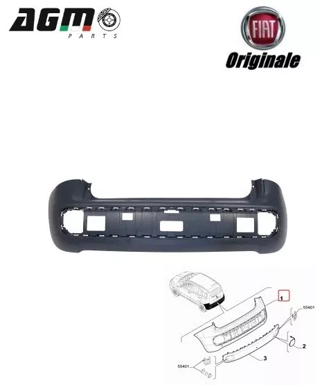 Paraurti Posteriore Con Mano Di Fondo No Sensori Originale Fiat Panda 735555152