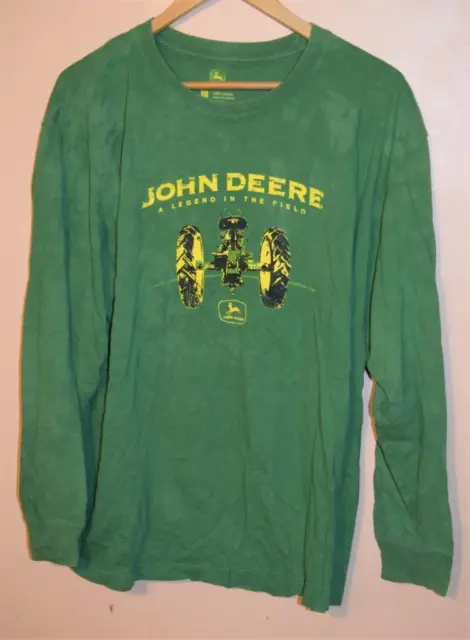 John Deere Legend In Field Green Long Sleeve Pull Over Shirt XL Adult
