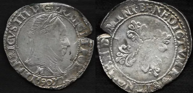 Henri III Demi-Francs Zur Rand Flach 1590M Toulouse