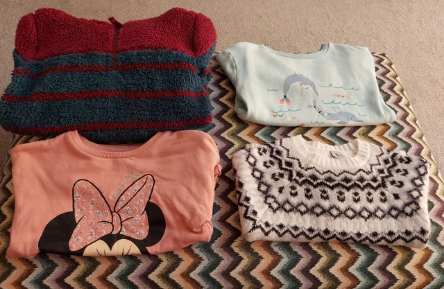 Pacchetto di 4 saltatori, felpe e felpa con cappuccio per ragazze età 5-6. Fatface, M&S, M&Co.