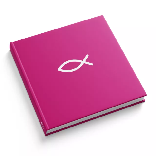 itenga Gästebuch Kommunion Konfirmation Taufe Fisch 120 Seiten pink 21 x 21 cm