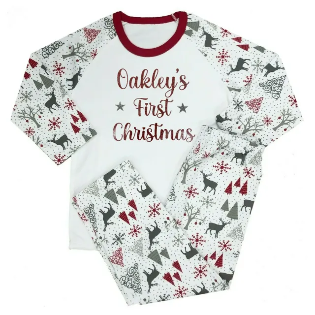 Personalised Baby First Christmas Pyjamas Boys Girls Xmas PJs Nightwear