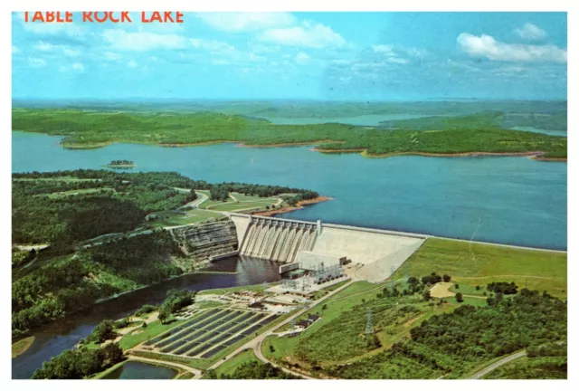 Table Rock Lake Dam Hills Trout Hatchery Unposted Aerial View Chrome Postcard