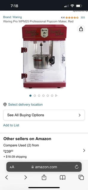 Waring Pro Popcorn Maker WPM25 Professional Popcorn Maker