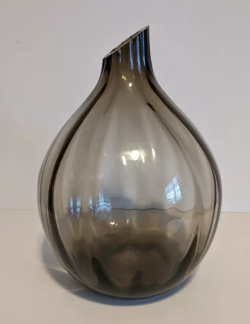 Mikasa Art Glass Ribbed Handblown Round Vase 10-1/2”T 3