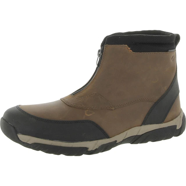NEW CLARKS BOWMAN Mens 10 M Brown Leather Waterproof Zip Top Ankle