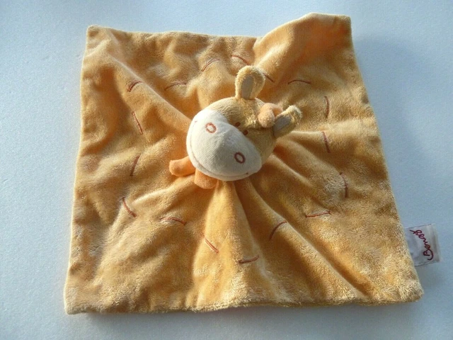 F12. Doudou Plat Bengy Ane Cheval Poney Orange Jaune Echarpe Carre - Tbe