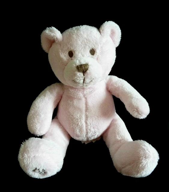 *. DOUDOU PELUCHE OBAIBI OKAIDI OURS rose nez marron avec billes 25cm EXC. ETAT