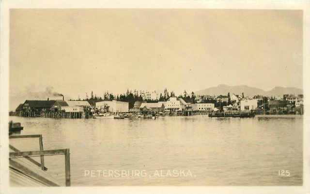 1920s Waterfront Petersburg Alaska #125 RPPC Photo Postcard 4525