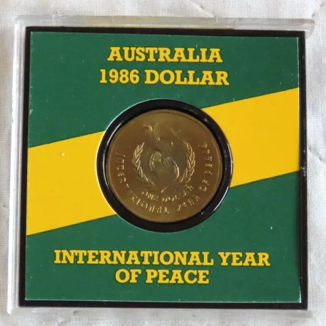 AUSTRALIA 1986 INTERNATIONAL YEAR OF PEACE ONE DOLLAR - cased