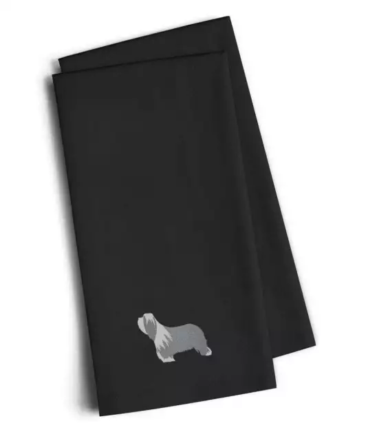 Bearded Collie Black Embroidered Towel Set of 2 BB3417BKTWE New