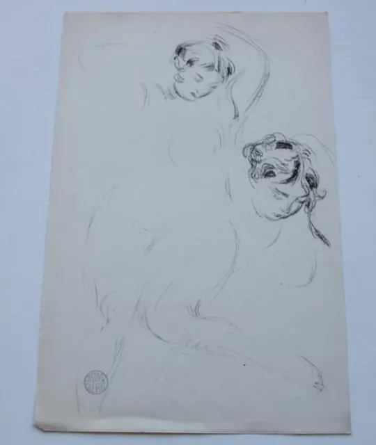 Dessin Gustave Guetant (1873-1953) Art déco Nu féminin érotique 1920 cachet 2