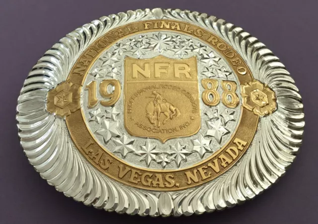 Vintage Awesome NOS NIB 1988 NFR Las Vegas Premium GIST Rodeo Trophy Belt Buckle