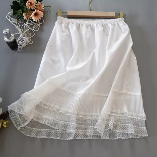 Women Lace Splice Petticoat Skirt Pleated Half Slips Underskirt Ruffles