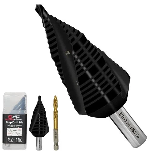 Cobalt Step Drill Bit For Metal Three Spiral Flute 3/16"13/8" 1 Pc Heavy Duty Un