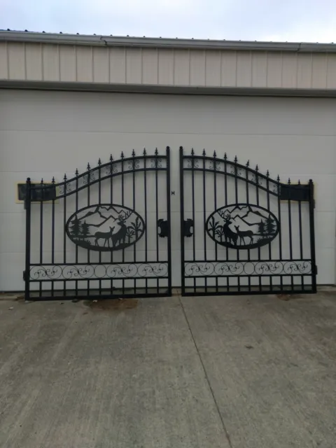 Custom Iron Gate, steel gate, biparting 14' entrance gate, driveway gate, fence
