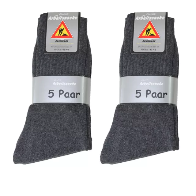 10 Paar Herren Arbeits Socken 92% Baumwolle Größe 43/46