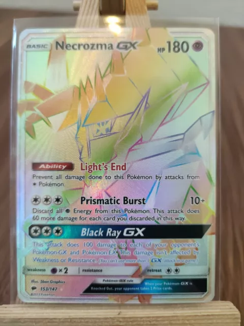 Necrozma Gx 153/147 Secret Rainbow seltene brennende Schatten Pokémonkarte *neu*