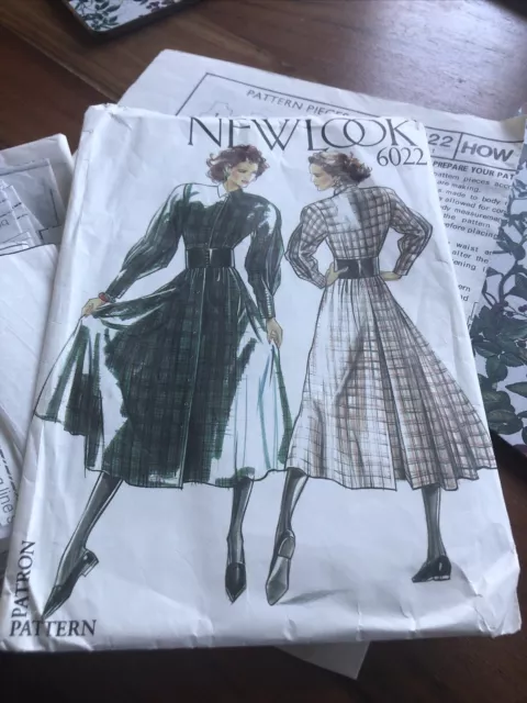 Vintage Nähmuster, Kleid, neuer Look 6022, komplette Größe 12