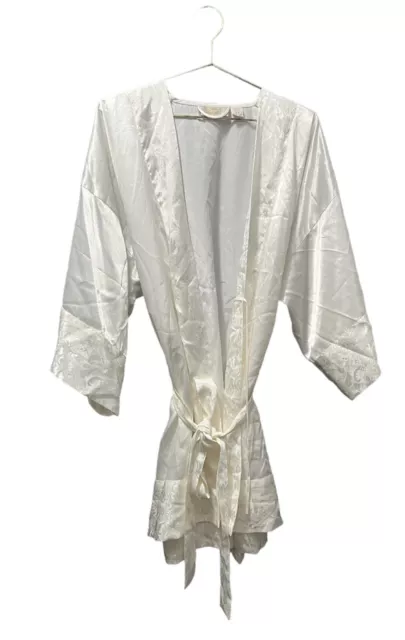 Vintage Victorias Secret Gold Label Ivory Bridal Satin Bride Robe Size Small