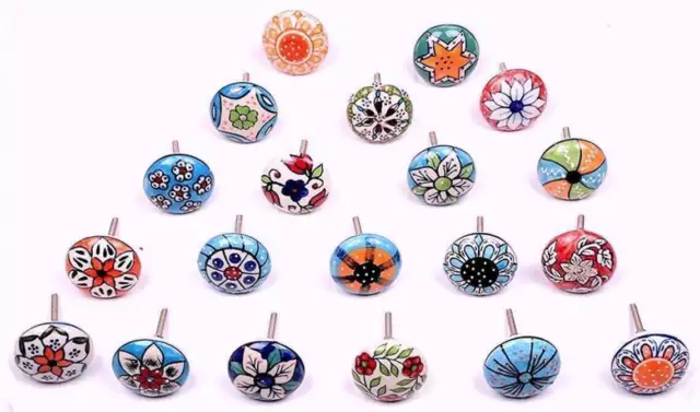 MULTI COLOR Drawer Knobs LOT of 20 Pcs Ceramic Closet Wardrobes Handles Cabinet