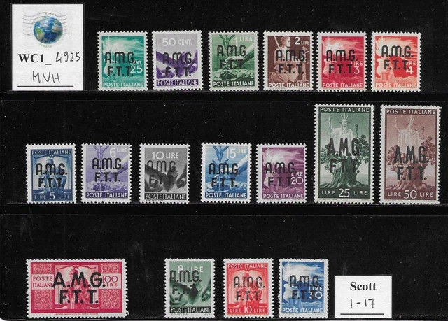 WC1_4925. TRIESTE FTT. 1947 cplt. DEMOCRATICA set. Scott 1-17. MNH