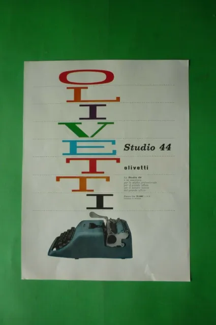 OLIVETTI STUDIO 44 macchina da scrivere 1961 Pubblicita' vintage