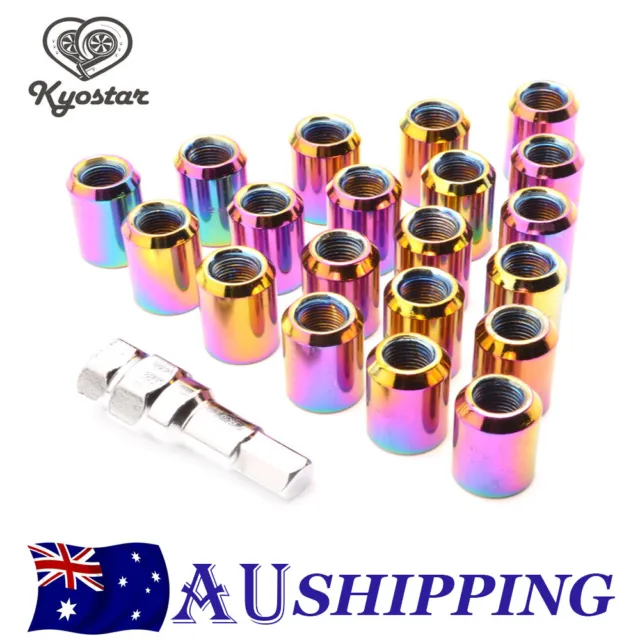 20Pcs M12x1.25 33mm Steel Wheel Lug Nuts Wheel Rims Tuner With Lock Neo Chrome