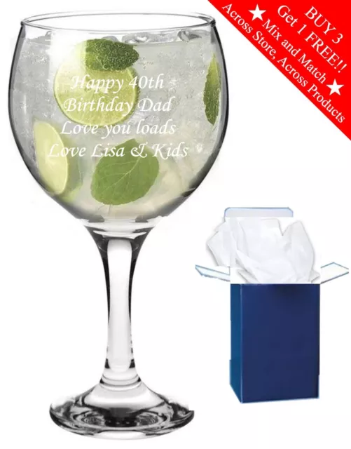 Personalised Engraved Gin Balloon Glass Gin and Tonic Birthday Mum Present Gift