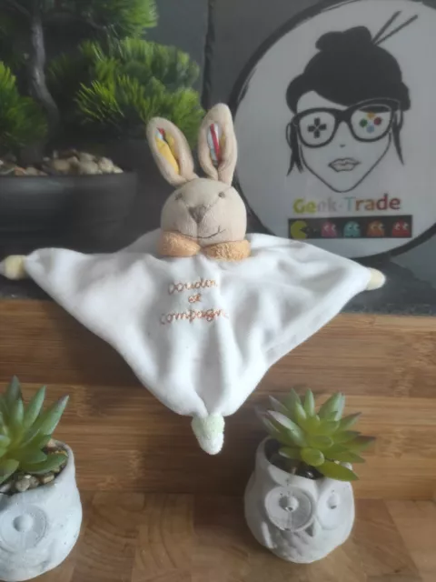 Doudou Et Compagnie Knuffel Lapin Blanc Et Beige Mouchoir Plat #geektradedoudou